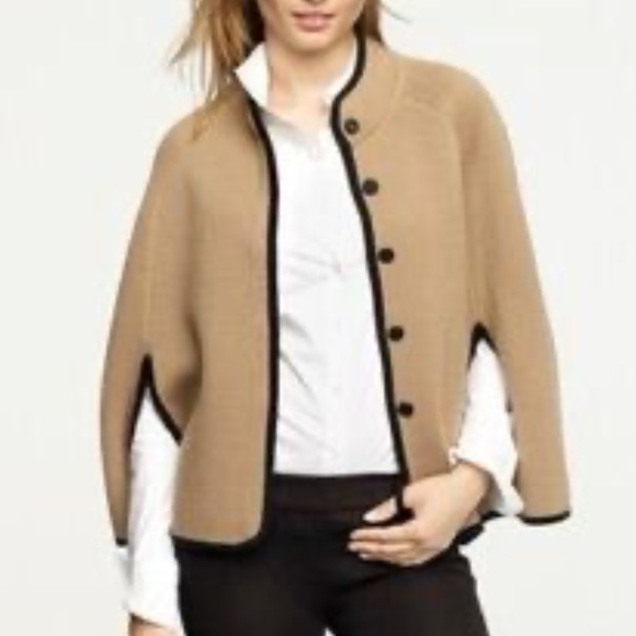 J.Crew Jackets & Blazers - J. Crew Factory Tan Cape with Black Accents,size M